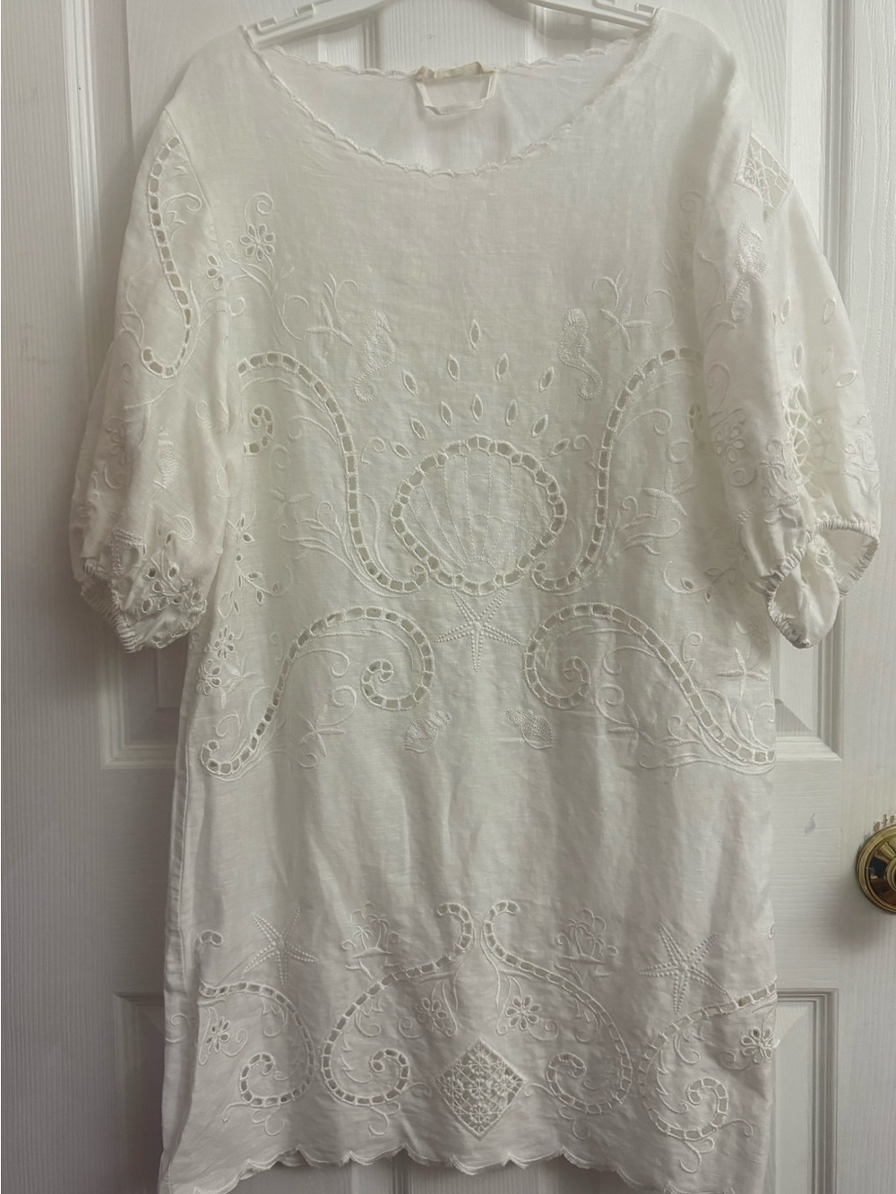 Spell White Embroidered Eyelet Linen Tunic